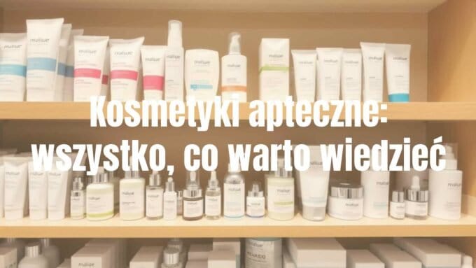 A well-organized pharmacy shelf with dermatological skincare products, clean and professional ambiance, soft lighting, realistic.