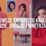 Stylish collage of fashion, beauty, and interior design trends, modern aesthetic, vibrant colors, minimalist.