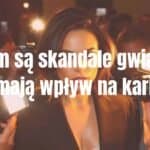 Celebrity scandal, paparazzi taking photos, dramatic lighting, tabloid newspaper headlines, realistic.