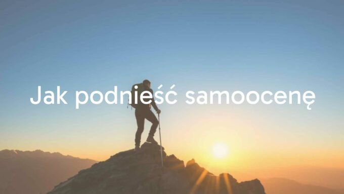 A person climbing a mountain at sunrise, symbolizing personal growth and confidence, uplifting and motivational mood, realistic style.