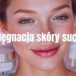 A well-moisturized face, glowing skin, smooth texture, soft lighting, cosmetic products like cream and serum on a clean background, realistic and fresh vibe.