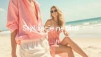 A stylish summer outfit, lightweight and breathable fabric, bright colors, sunny beach background, relaxed and elegant vibe, realistic.