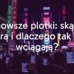 Whispering crowd, smartphones with gossip headlines, bright neon lights, urban night scene, modern style.