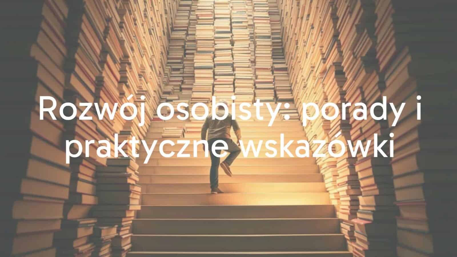 A person climbing a staircase made of books, symbolizing personal growth and self-improvement, motivational, soft warm lighting, realistic.