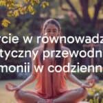 A serene woman meditating in a peaceful garden, balanced scales in the background, soft natural lighting, harmonious colors, realistic.